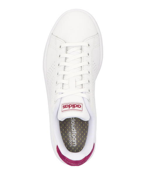 Adidas ADVANTAGE Womens Fashion Sneakers Color: White - White - Power Berry  MPN: FW0969