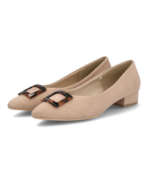 LSMR レスモア レディース バックルポインテッドパンプス 420506 ベージュ ローヒール(-3.5cm)
