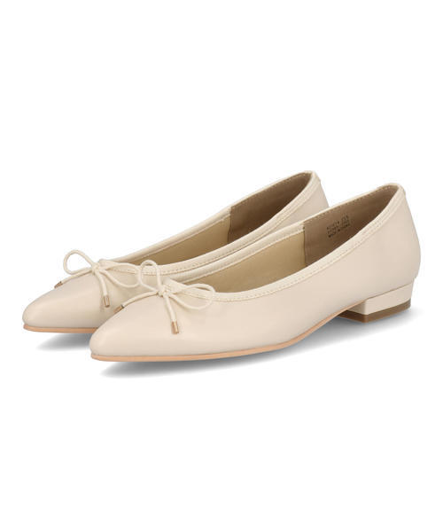 LSMR レスモア レディース ポインテッドバレエシューズ 421014 アイボリー パンプス ローヒール(-3.5cm)