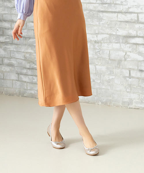 LSMR レスモア レディース ラウンドバレエシューズ 421015 ゴールド パンプス ローヒール(-3.5cm)