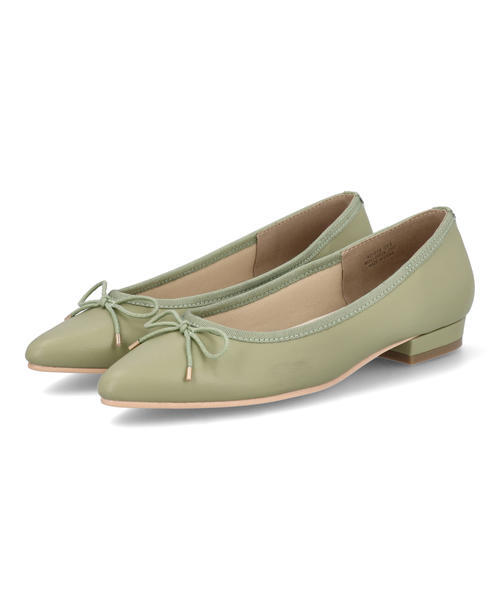LSMR レスモア レディース ポインテッドバレエシューズ 421014 モスグリーン パンプス ローヒール(-3.5cm)
