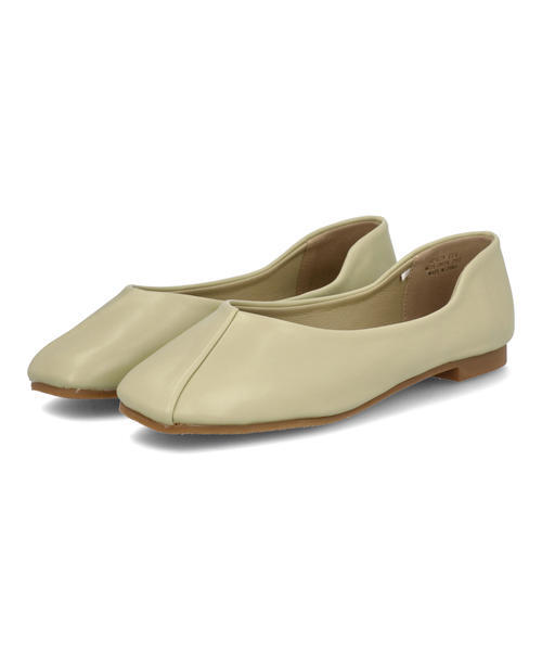LSMR レスモア レディース ナナメラインフラットシューズ 421029 モスグリーン パンプス ローヒール(-3.5cm)
