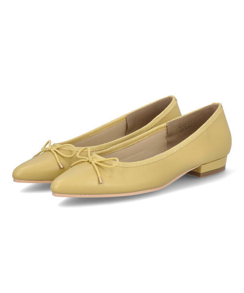 LSMR レスモア レディース ポインテッドバレエシューズ 421014 イエロー パンプス ローヒール(-3.5cm)