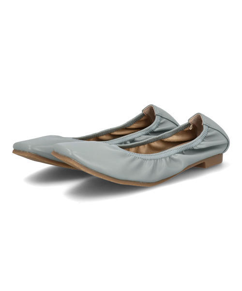 LSMR レスモア レディース シャーリングフラットシューズ 421030 ライトブルー パンプス ローヒール(-3.5cm)