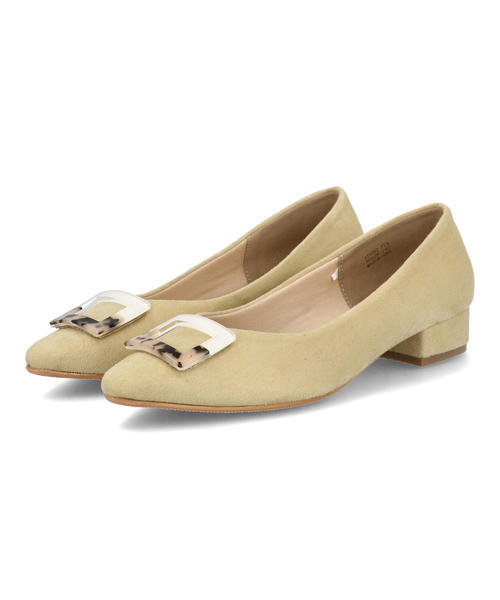 LSMR レスモア レディース バックルポインテッドパンプス 421002 イエロー ローヒール(-3.5cm)