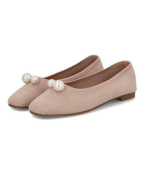 LSMR レスモア レディース パールニットパンプス 421028 ピンク ローヒール(-3.5cm)