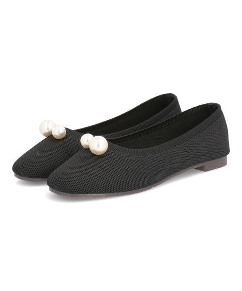 LSMR レスモア レディース パールニットパンプス 421028 ブラック ローヒール(-3.5cm)
