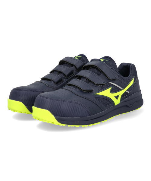mizuno ミズノ ALMIGHTY LS 2 22L メンズワーキングシューズ 【つま先保護芯/幅広3E】(オールマイティLS222L) F1GA2101 14 ネイビー/イエロー スニーカー ローカット
