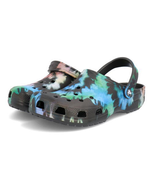 クロックス Crocs メンズ 通販 Crocs クロックス Classic Tie Dye Graphic Clog メンズサンダル クラシックタイダイグラフィッククロッグ 5453 0fn マルチブラック ブラック ジーフットシューズマルシェ アスビー 公式