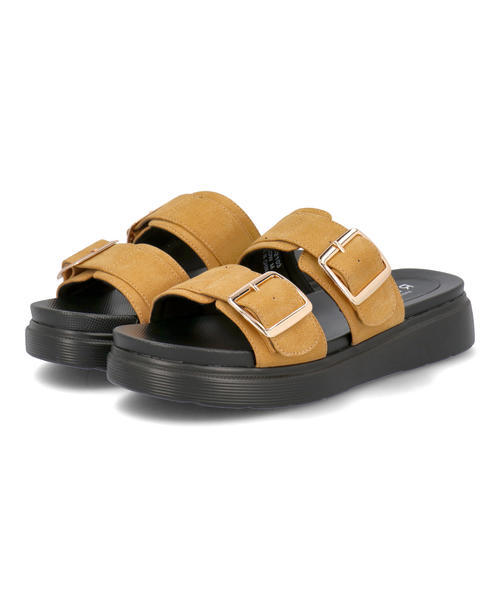 LSMR レスモア レディース バックルベルトサンダル 421211 イエロー ローヒール(-3.5cm)