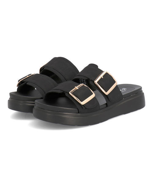 LSMR レスモア レディース バックルベルトサンダル 421211 ブラック ローヒール(-3.5cm)