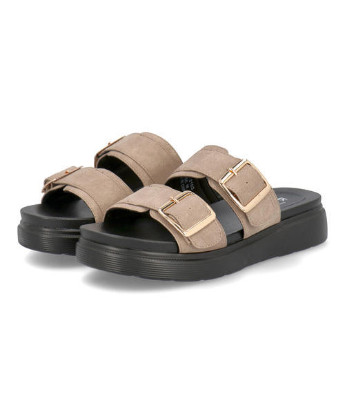 LSMR レスモア レディース バックルベルトサンダル 421211 ベージュ ローヒール(-3.5cm)
