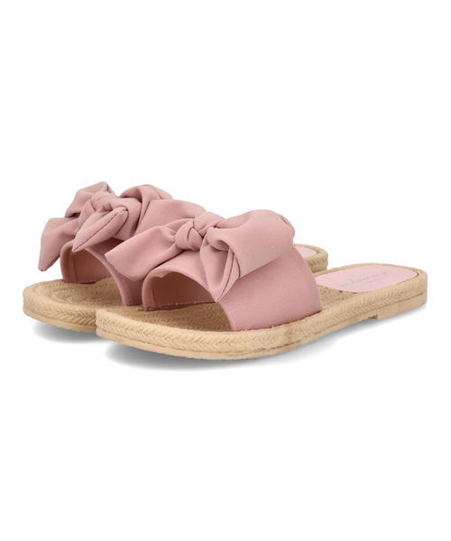 Padourouge パドリュージュ レディース リボンフラットサンダル 210520 ピンク ローヒール(-3.5cm)