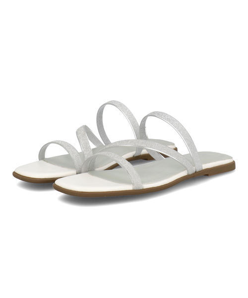 LSMR レスモア レディース クリアバンドフラットサンダル 421219 29 ホワイト/コンビ ローヒール(-3.5cm)