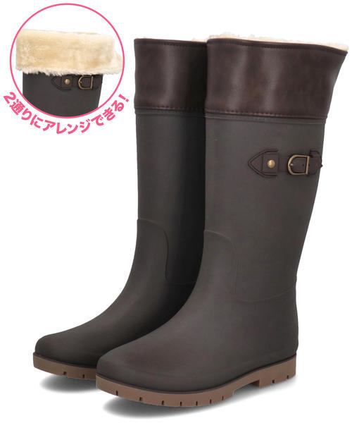 heal me ヒールミー レディース 2WAYボア付きロングレインブーツ【滑りにくい/あったか裏起毛/屈曲性】ボアインソール 224101 ダークブラウン レインシューズ heal me ヒールミー レディース 2WAYボア付きロングレインブーツ【滑りにくい/あったか裏起毛/屈曲性】ボアインソール 224101 ダークブラウン レインシューズ