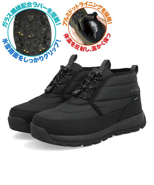 WILD THINGS ワイルドシングス メンズ ウィンターブーツ【防水/滑りにくい/ガラス繊維配合ソール/熱反射保温/幅広3E】防寒 251000 ブラック/ブラック アウトドア WILD THINGS ワイルドシングス メンズ ウィンターブーツ【防水/滑りにくい/ガラス繊維配合ソール/熱反射保温/幅広3E】防寒 251000 ブラック/ブラック アウトドア