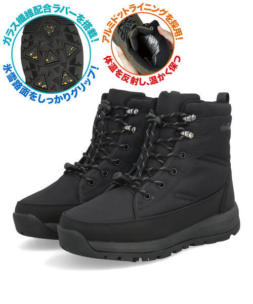 WILD THINGS ワイルドシングス レディース ウィンターブーツ【防水/滑りにくい/ガラス繊維配合ソール/熱反射保温/幅広3E】防寒 250001 ブラック/ブラック ショー WILD THINGS ワイルドシングス レディース ウィンターブーツ【防水/滑りにくい/ガラス繊維配合ソール/熱反射保温/幅広3E】防寒 250001 ブラック/ブラック ショー
