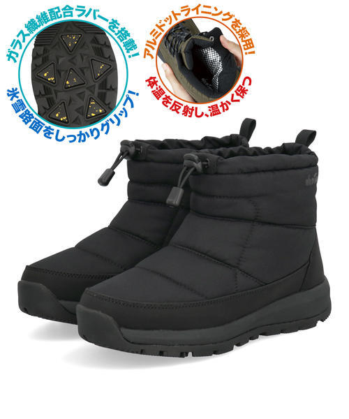 WILD THINGS ワイルドシングス レディース ウィンターブーツ【防水/滑りにくい/ガラス繊維配合ソール/熱反射保温/幅広3E】防寒 250002 ブラック/ブラック ショー WILD THINGS ワイルドシングス レディース ウィンターブーツ【防水/滑りにくい/ガラス繊維配合ソール/熱反射保温/幅広3E】防寒 250002 ブラック/ブラック ショー