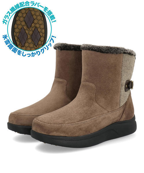 heal me ヒールミー レディース ベルト付きボアブーツ【耐水/滑りにくい/ガラス繊維配合ソール/幅広3E/雪寒地/防寒】ウィンターシューズ 225408 オーク ショート heal me ヒールミー レディース ベルト付きボアブーツ【耐水/滑りにくい/ガラス繊維配合ソール/幅広3E/雪寒地/防寒】ウィンターシューズ 225408 オーク ショート