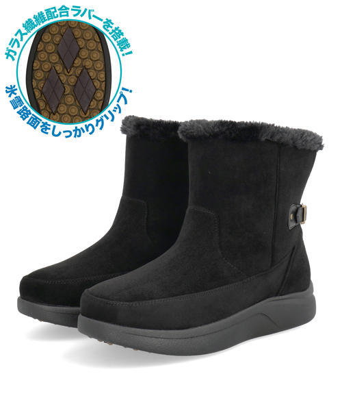 heal me ヒールミー レディース ベルト付きボアブーツ【耐水/滑りにくい/ガラス繊維配合ソール/幅広3E/雪寒地/防寒】ウィンターシューズ 225408 ブラック ショー heal me ヒールミー レディース ベルト付きボアブーツ【耐水/滑りにくい/ガラス繊維配合ソール/幅広3E/雪寒地/防寒】ウィンターシューズ 225408 ブラック ショー