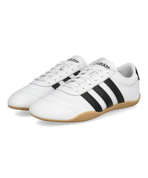 adidas アディダス GRAND COURT LO W【軽量】レディーススニーカー 薄底 ロープロ(グランドコートローW) JQ9688 フットウェアホワイト/コアブラック/ガム ローカ