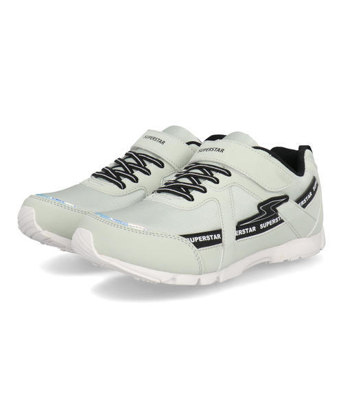 SUPERSTAR スーパースター バネのチカラ キッズスニーカー【超軽量】子供靴 運動会 運動靴 ストラップシューズ SS J7210G ミント(白底) ガールズ