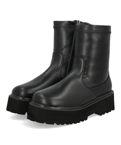 la farfa ラファーファ レディース 厚底ストレッチショートブーツ【幅広4E/大きいサイズ】 5900 ブラック ミドル la farfa ラファーファ レディース 厚底ストレッチショートブーツ【幅広4E/大きいサイズ】 5900 ブラック ミドル