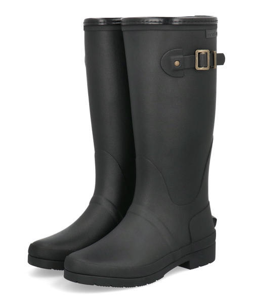 heal me ヒールミー レディース ベルト付き防寒ロングレインブーツ【滑りにくい/屈曲性】長靴 225100 ブラック レインシューズ