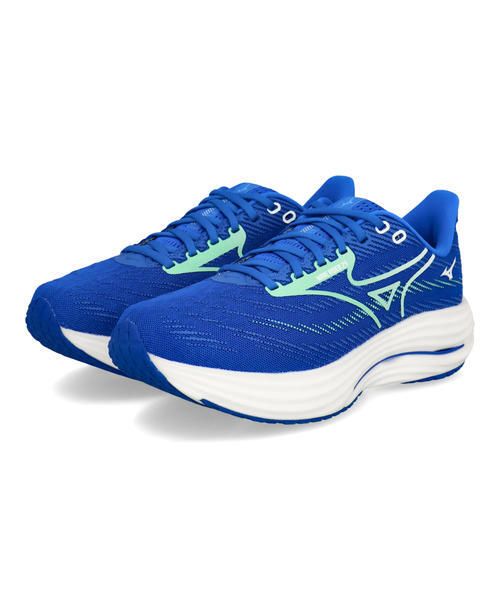 mizuno ミズノ WAVE RIDER 29 SW【幅広4E/軽量】メンズスニーカー ランニング(ウエーブライダー29スーパーワイド) J1GC2504 06 ブルー/ライトグリーン/ホワイト