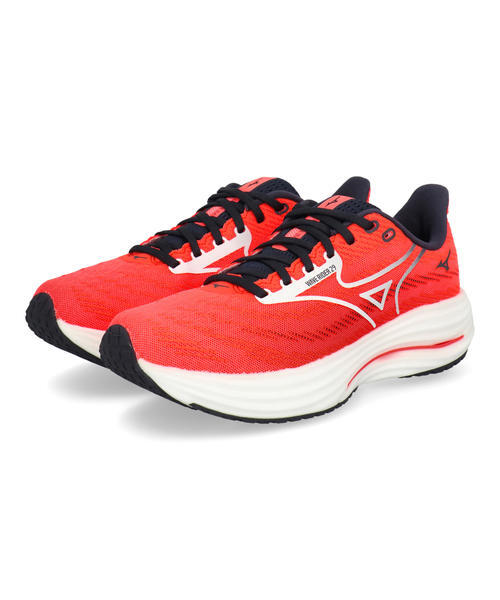 mizuno ミズノ WAVE RIDER 29【軽量】メンズスニーカー ランニングシューズ(ウエーブライダー29) J1GC2503 12 ネオンレッド/ホワイト/ブラック ローカット