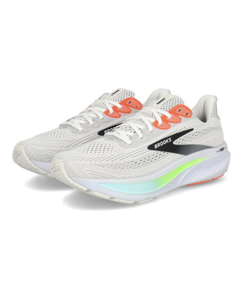 BROOKS ブルックス GHOST 17【軽量】メンズスニーカー ランニングシューズ(ゴースト17) BRM4423 W/GRN ホワイト/ピンククレー/ゲッコー ローカット