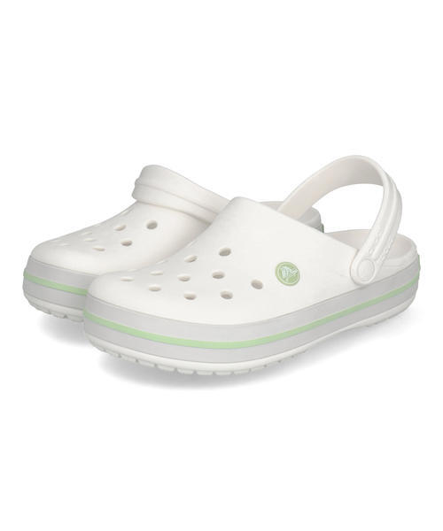 crocs �N���b�N�X CROCBAND CLOG�y�y�ʁz���f�B�[�X�T���_�� �T�{(�N���b�N�o���h�N���b�O) 11016 1YL �z���C�g/�Z���[���O���[�� ���[�q�[��(-3.5cm)
