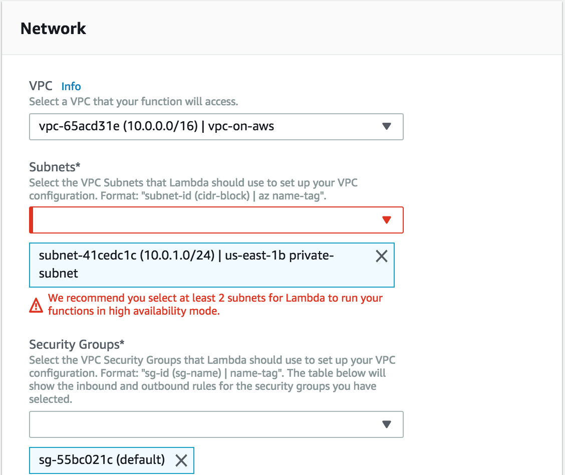 attach VPC to lambda