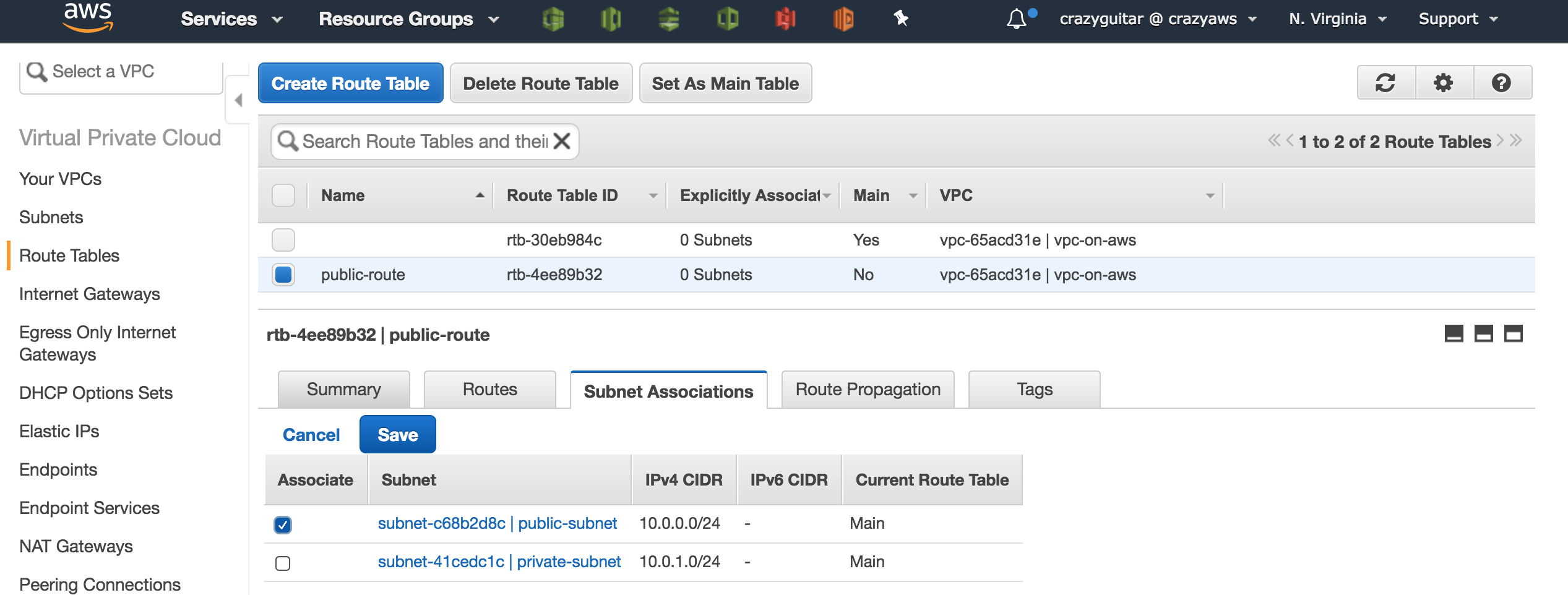 public subnet assication