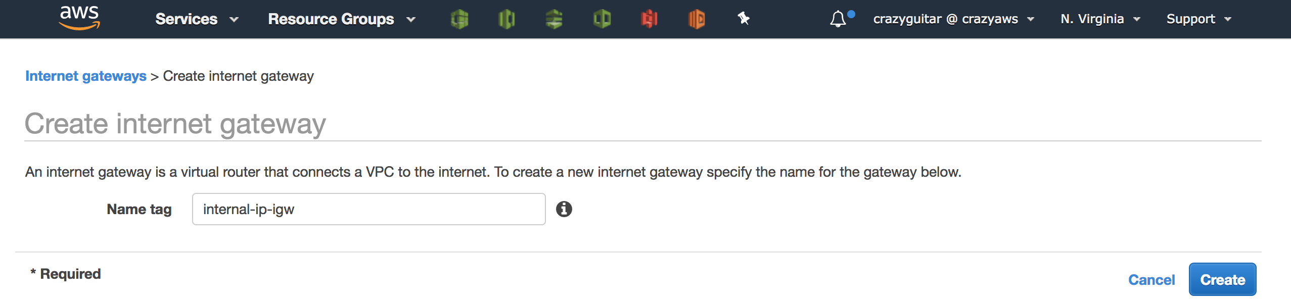 create the internal gateway