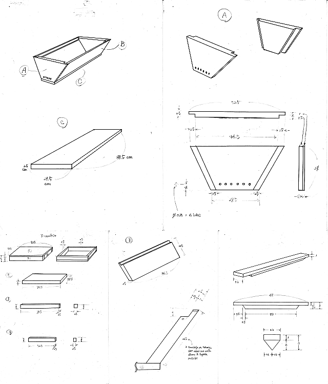 標準養蜂箱のパーツ図面
