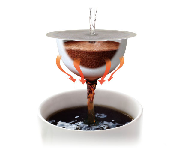 ポッド内で蒸らされるから、より風味豊かに抽出できるという。 