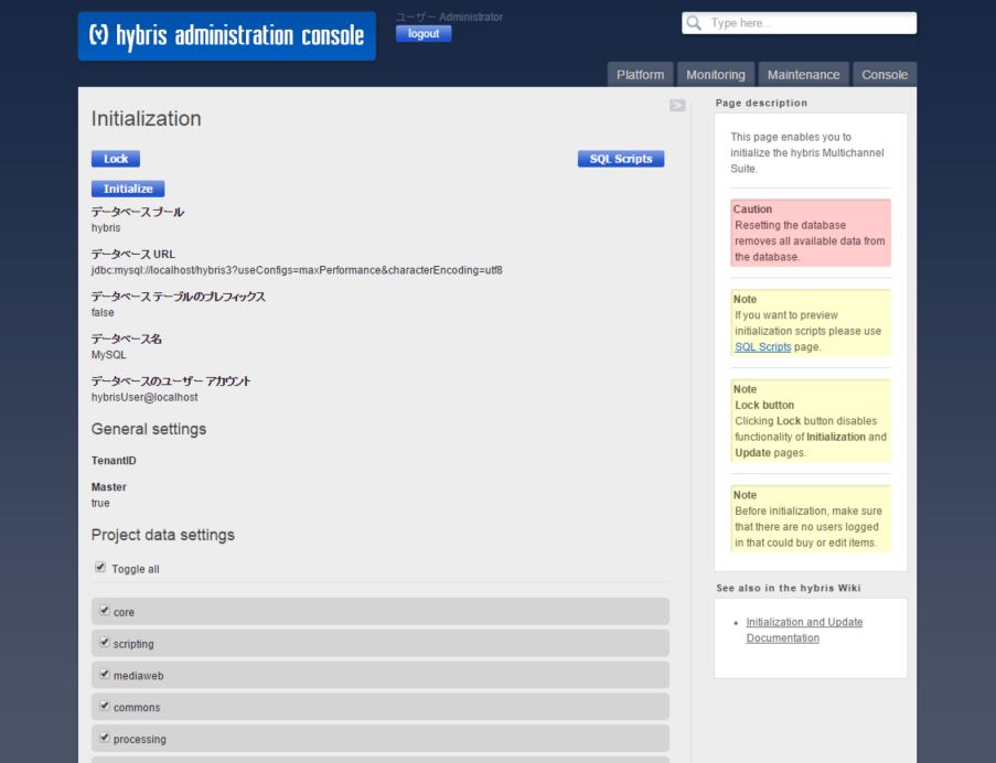 hybris administration console