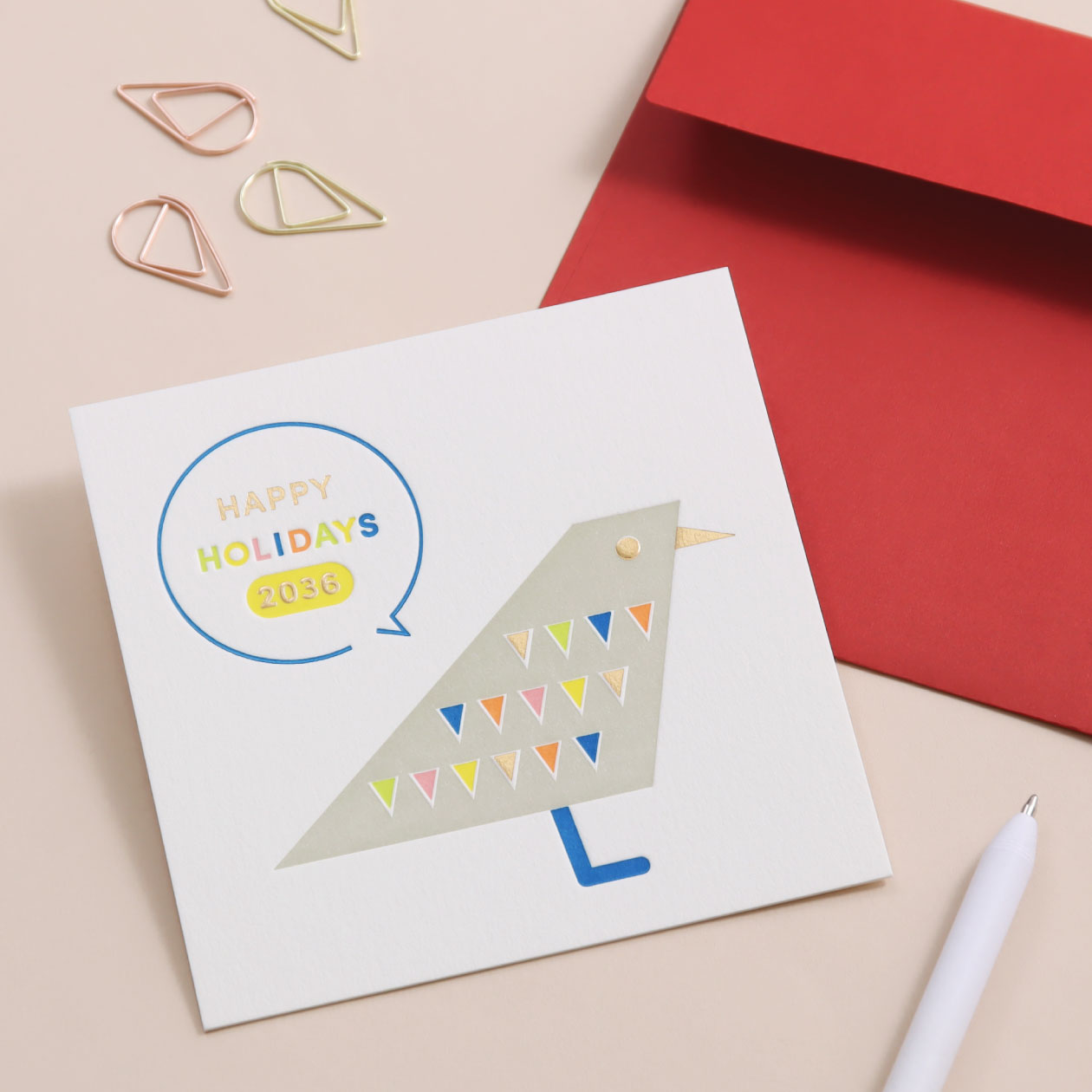 カラフルなモチーフの多色活版カード