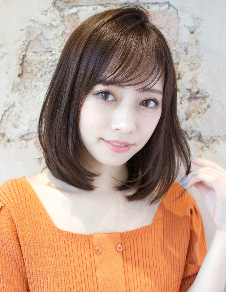 艶髪チョコレートブラウンカラーのまとまりミディ Tk ３４６ ヘアカタログ 髪型 ヘアスタイル Afloat アフロート 表参道 銀座 名古屋の美容室 美容院