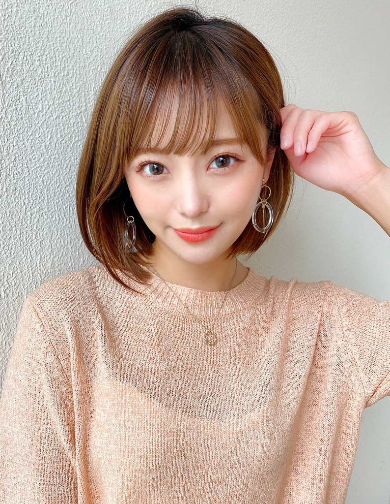 代30代40代大人かわいい 小顔 丸みショートボブベージュカラー ひし形シルエット Ki 196 ヘアカタログ 髪型 ヘア スタイル Afloat アフロート 表参道 銀座 名古屋の美容室 美容院