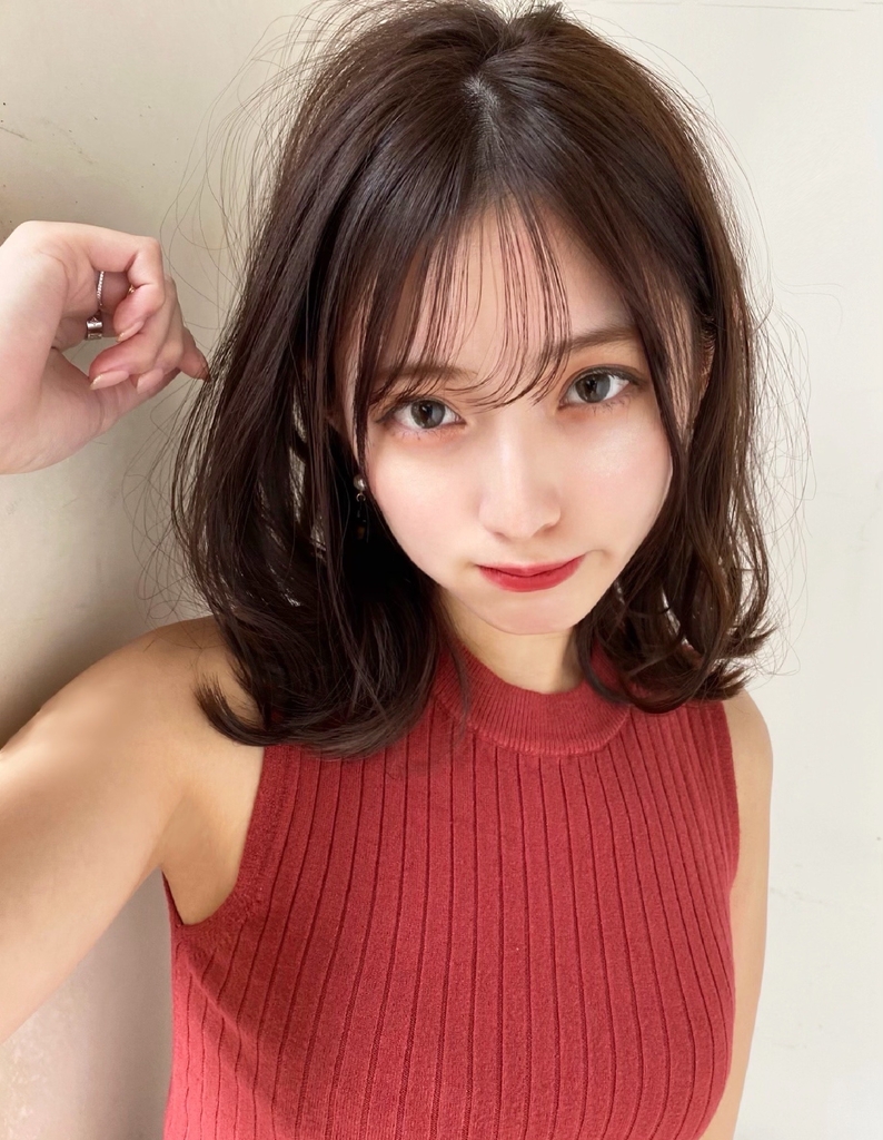 鎖骨ミディアム 大人かわいい 爽やか薄めバング Sh 57 ヘアカタログ 髪型 ヘアスタイル Afloat アフロート 表参道 銀座 名古屋の美容室 美容院