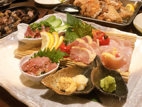鶏の造り盛り合わせ_あや鶏 鹿児島天文館店_居酒屋
