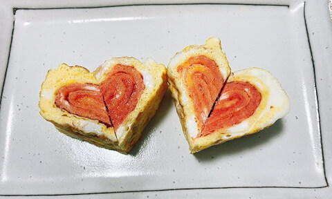 ハートの卵焼き　お弁当おかず