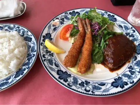 グリル生研会館_ハンバーグ＆エビフライランチ_出町柳ランチ