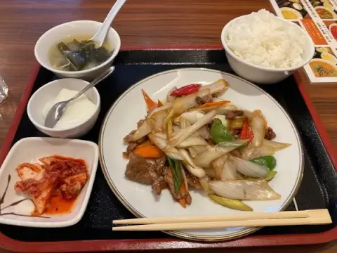 故郷味_ラム肉と長ネギの炒め定食_ガチ中華
