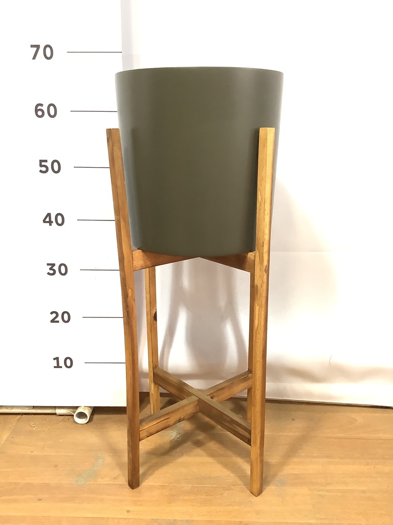 鉢カバー ホルスト シリンダー 6号鉢用 オリーブ ウッドポットスタンド