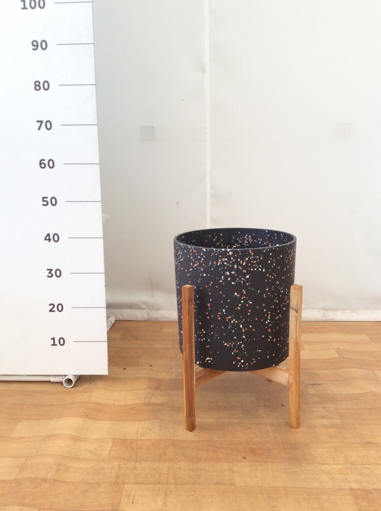 鉢カバー ホルスト シリンダー 8号鉢用 スパークルブラック ウッド