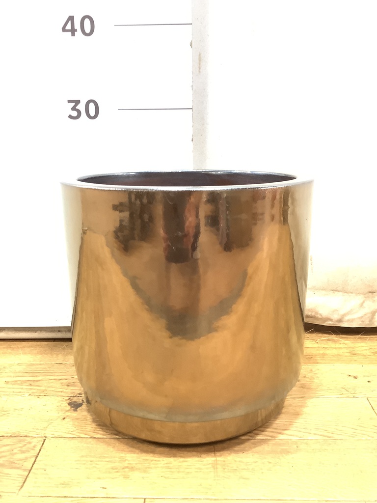 鉢カバー ビトロ エンデカ 6号鉢用 ゴールド釉 受け皿付き #KONTON VT