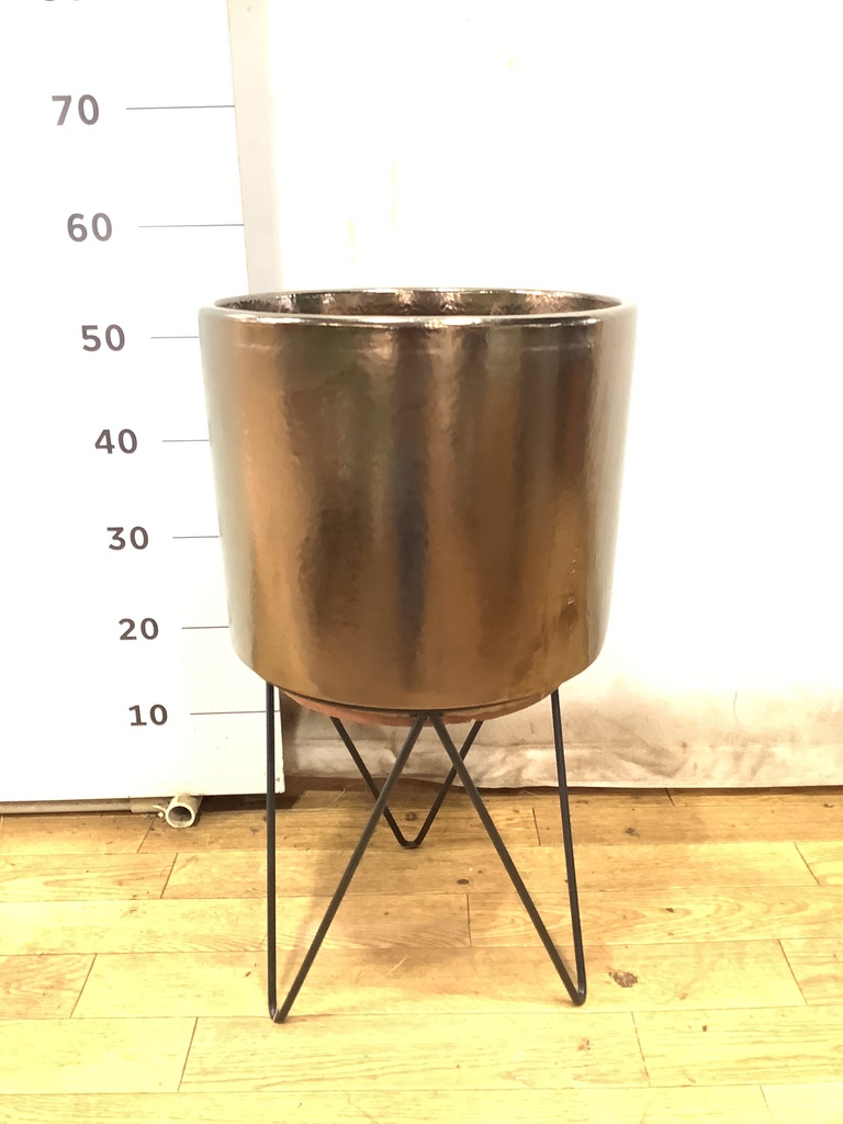 鉢カバー ビトロ エンデカ 8号鉢用 ゴールド アイアンポットスタンド